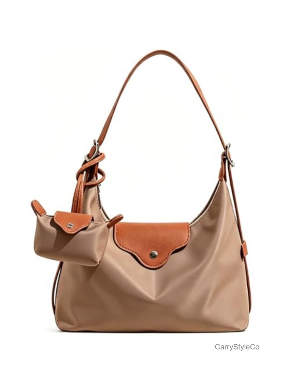 Convertible Crossbody Shoulder Bag Detachable Coin Pouch Nylon Leather Trim